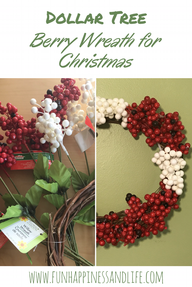 Dollar Tree Berry Wreath For Christmas - Fun Happiness & Life